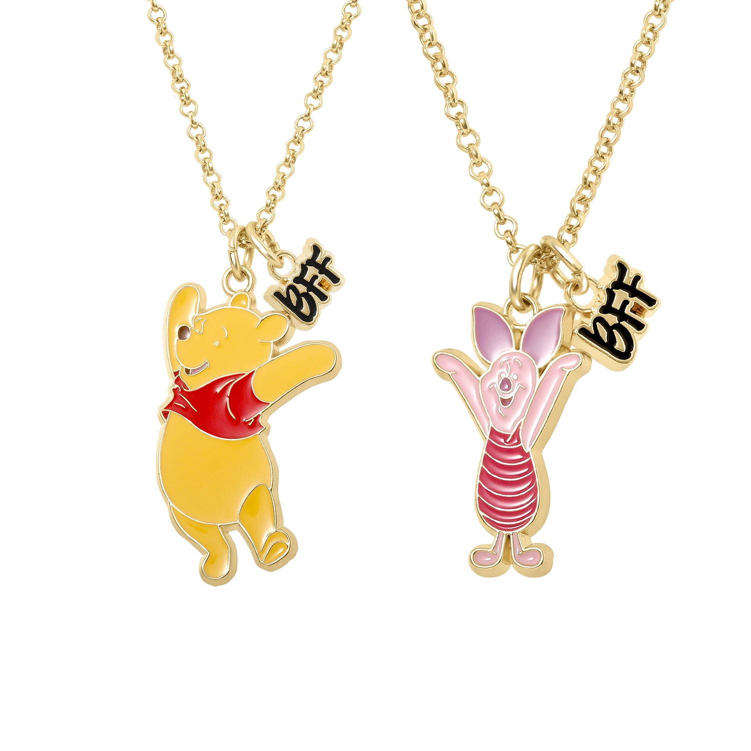 Winnie the Pooh and Piglet BFF Necklace for 2 Official License, Gold-Tone