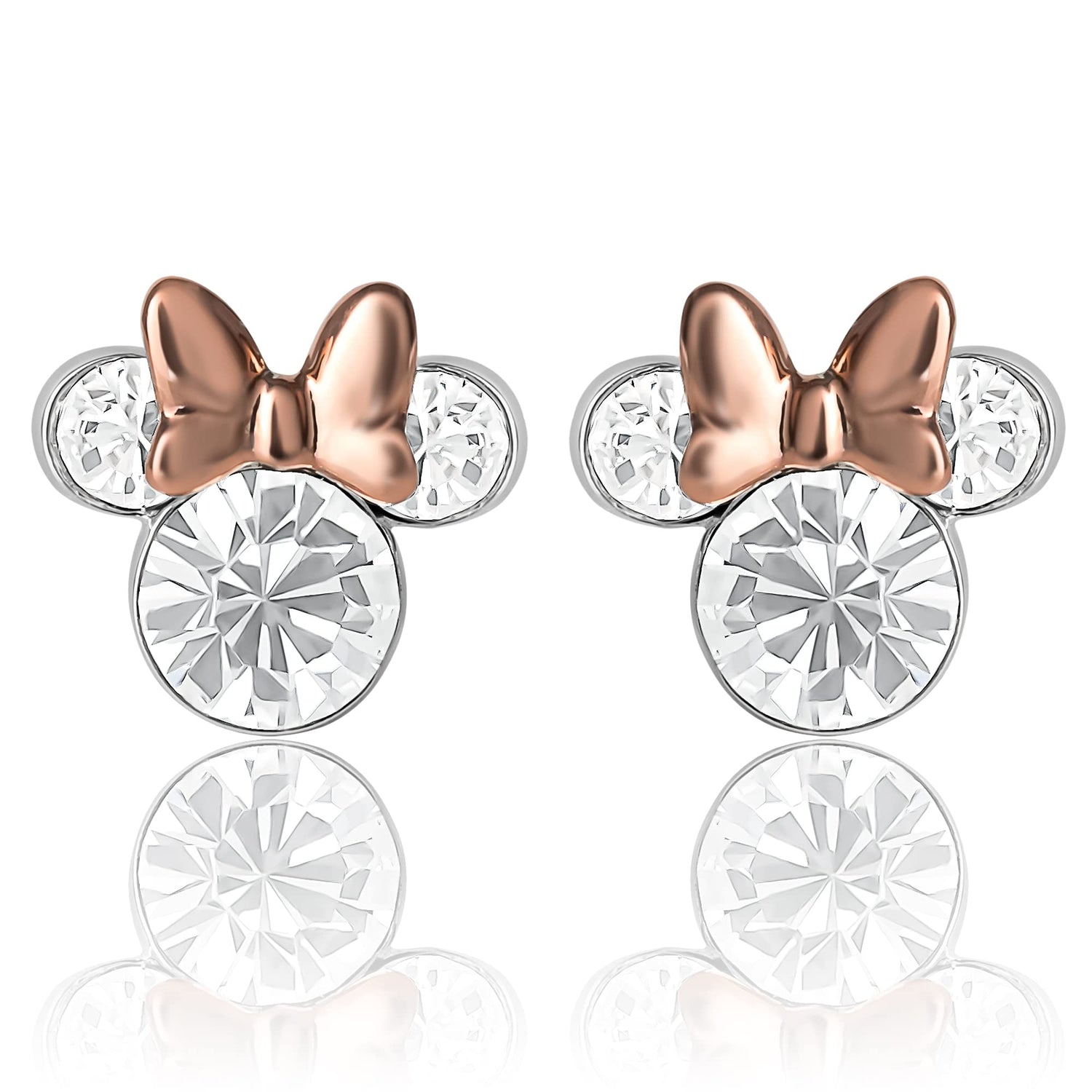Disney Minnie Mouse Aurora Boreal Crystal Stud Earrings, Flash-Plated Earrings Official License