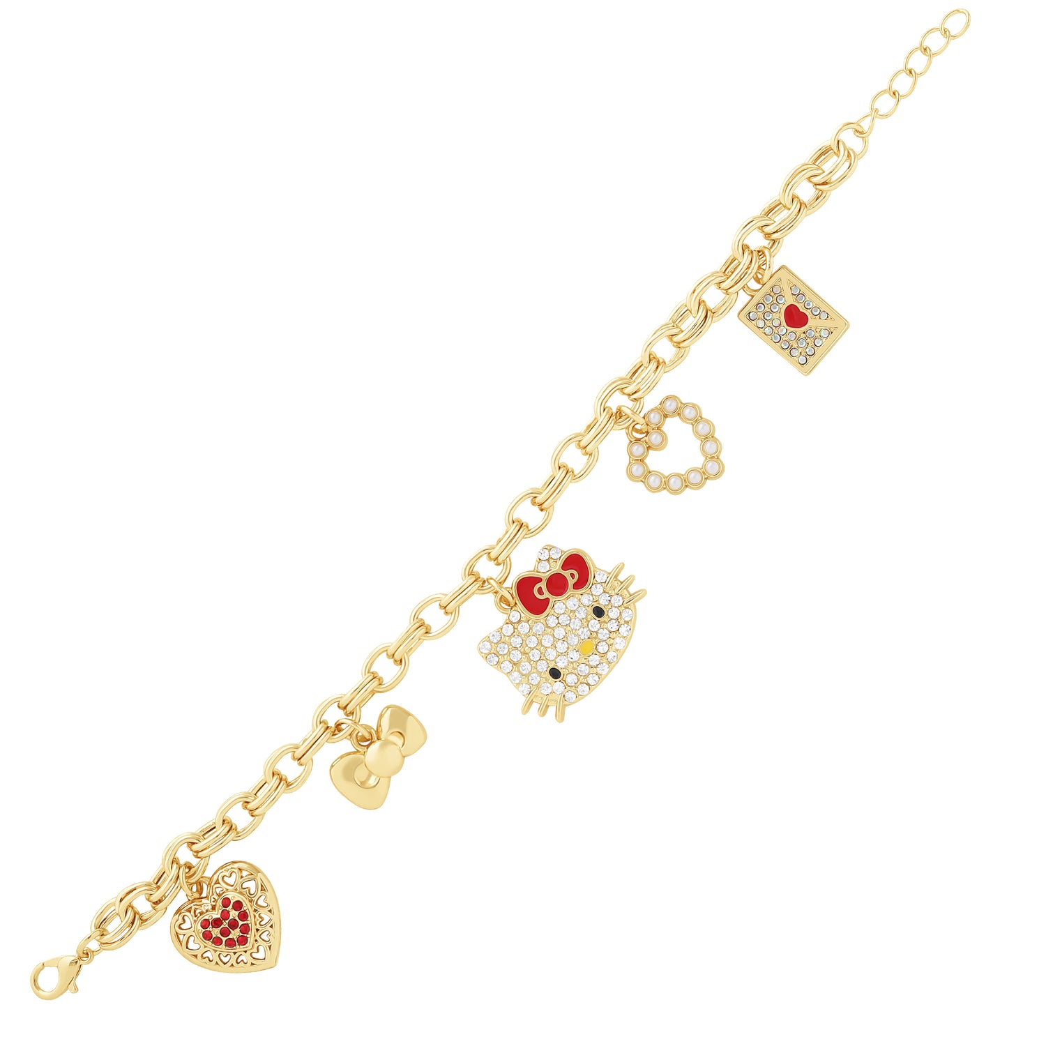 Hello Kitty Crystal Charm Bracelet with Iconic Charms