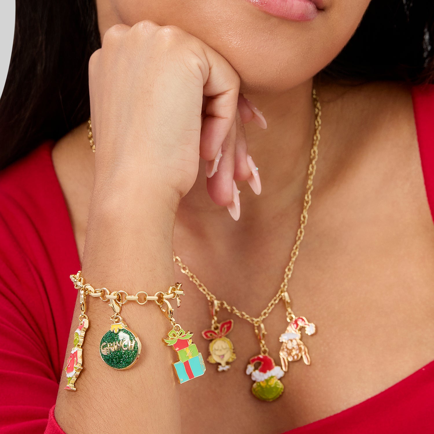 The Grinch Holiday Charm Jewelry Advent Set with Earrings and Chains