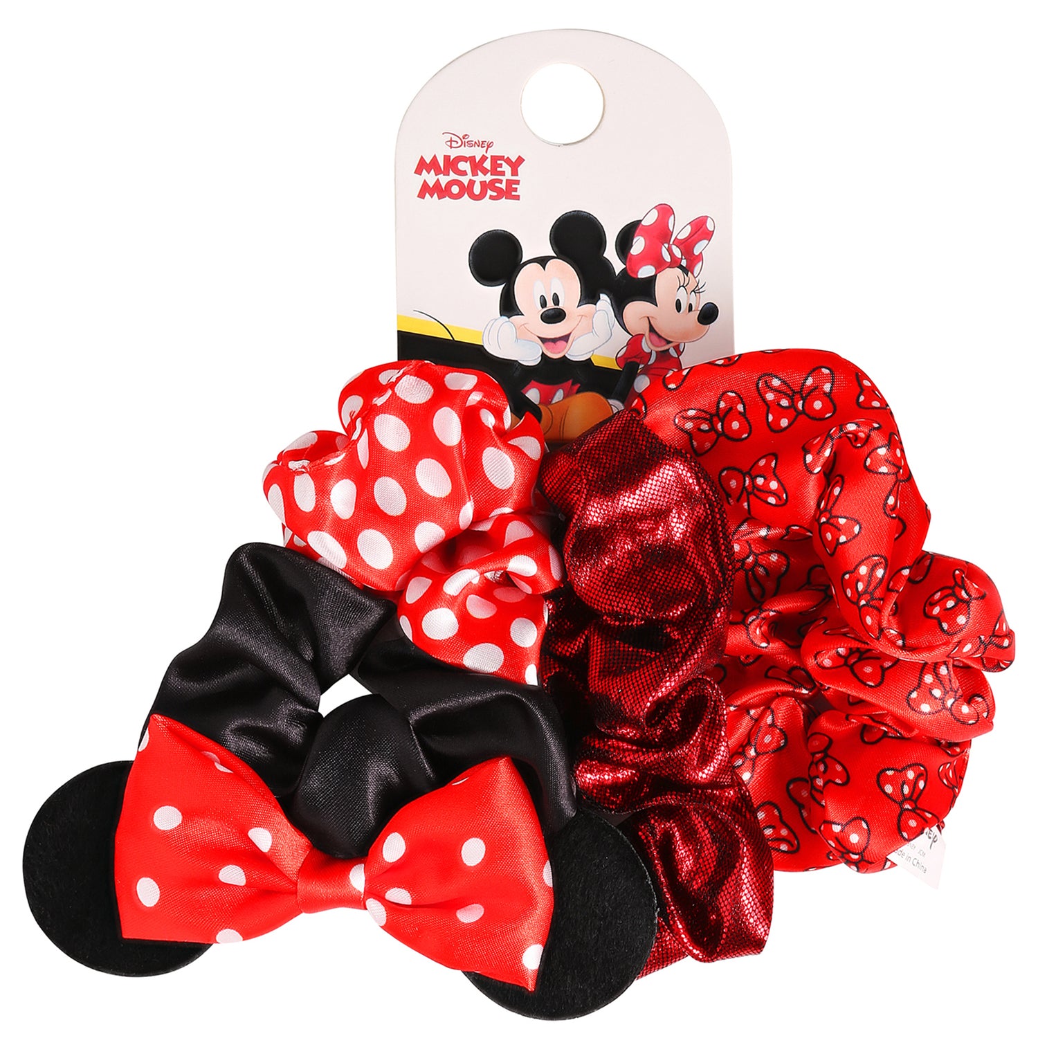 Minnie Mouse Scrunchies 3-Piece Official License, Disney Hair Accessories