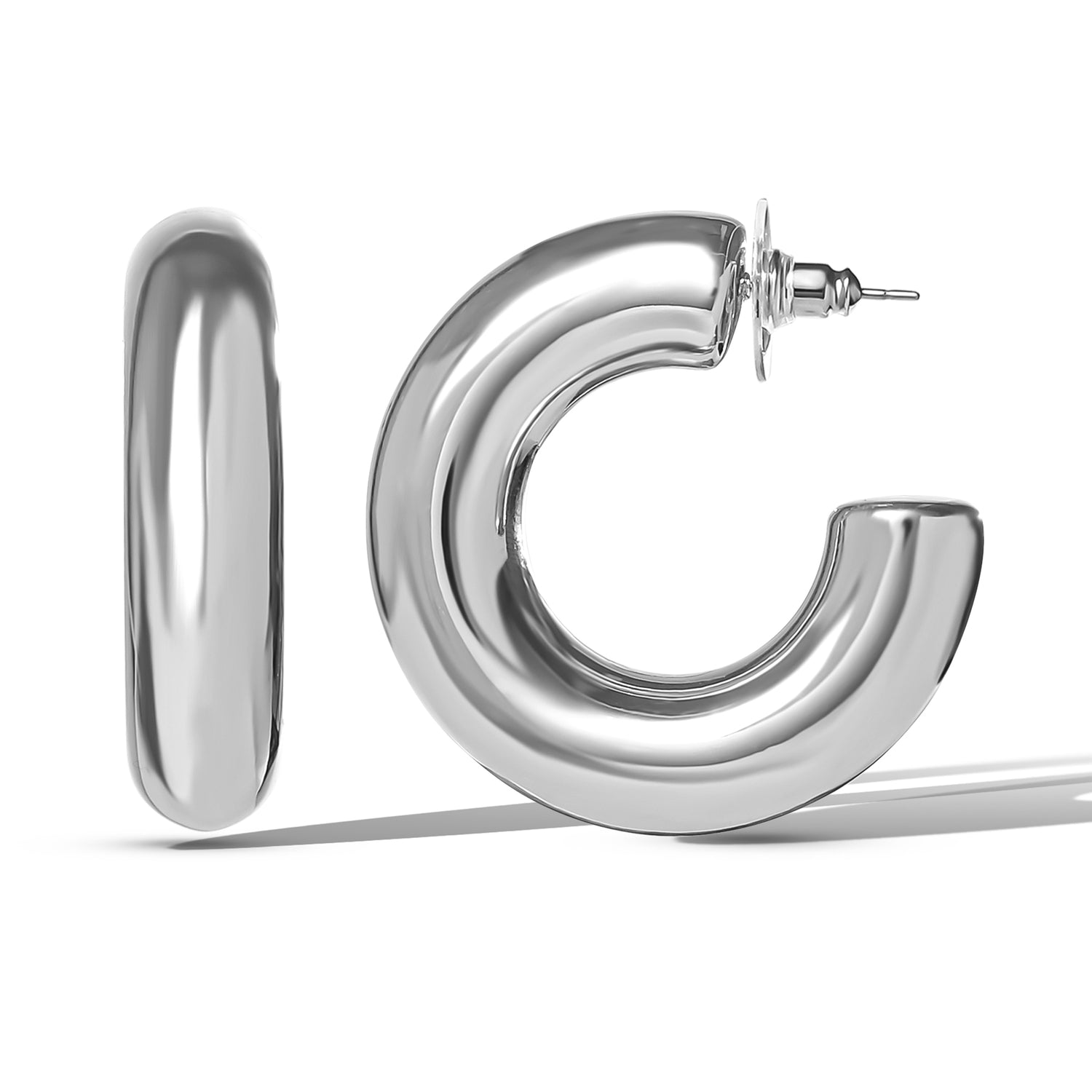 JS Jessica Simpson Chunky Silver Hoop Earrings