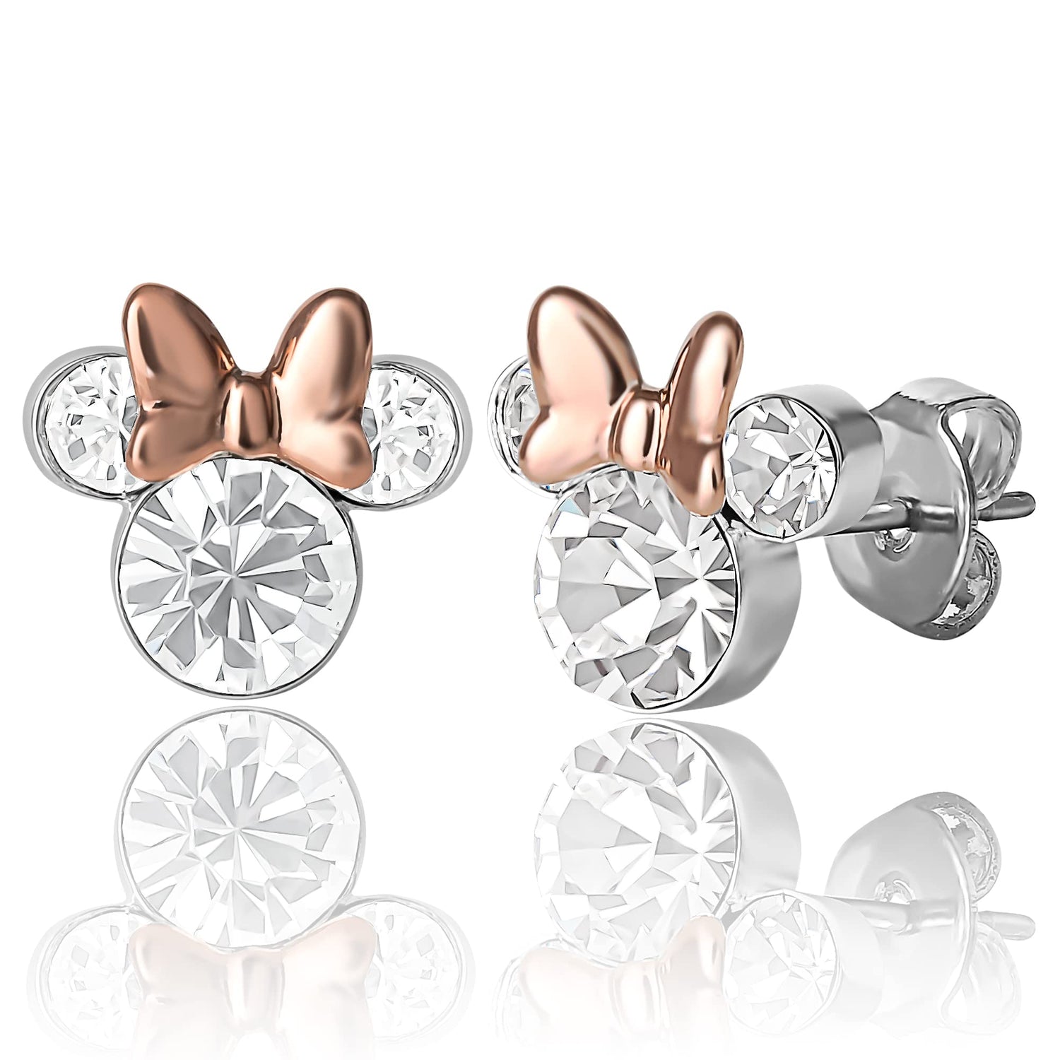 Disney Minnie Mouse Aurora Boreal Crystal Stud Earrings, Flash-Plated Earrings Official License