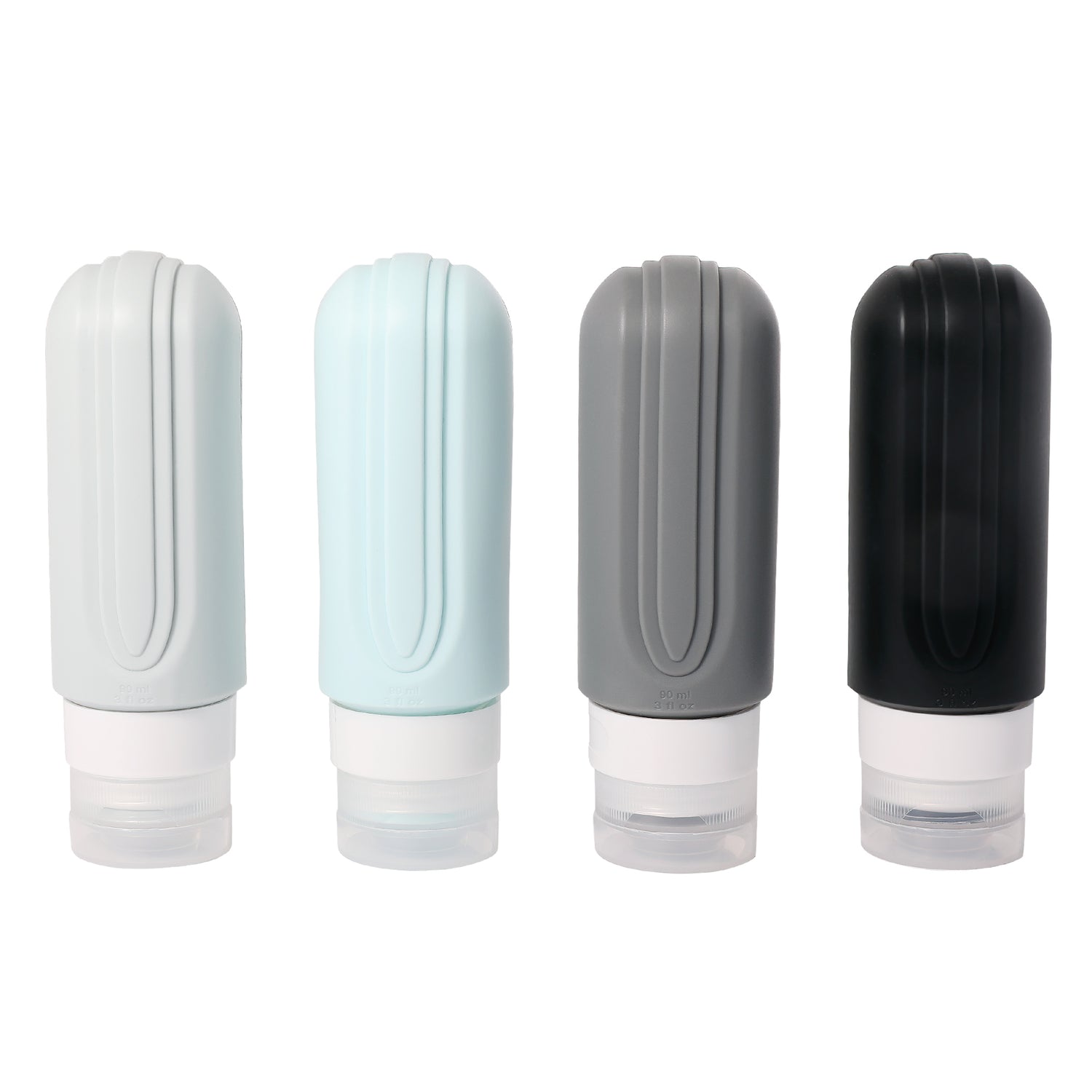 MEMBERS ONLY 4 PIECE SILICONE TRAVEL BOTTLE SET WI