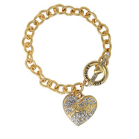 Juicy Couture Charm Bracelet for Women 7.5", Chunky Heart Charm, Gold-Tone