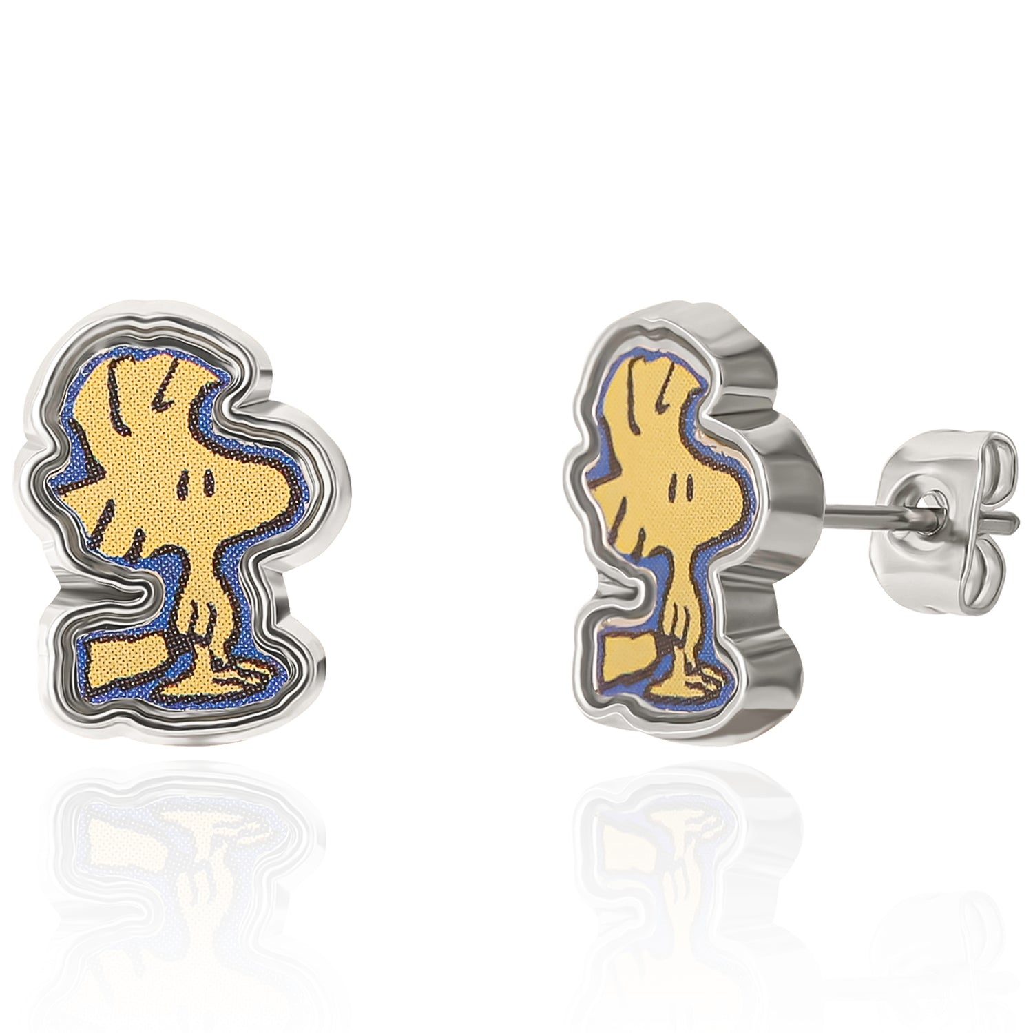 SALLY ROSE Peanuts Snoopy and Woodstock Christmas Necklace and Stud Earrings Set Official License, Fashion Earrings and 16"+2" Necklace