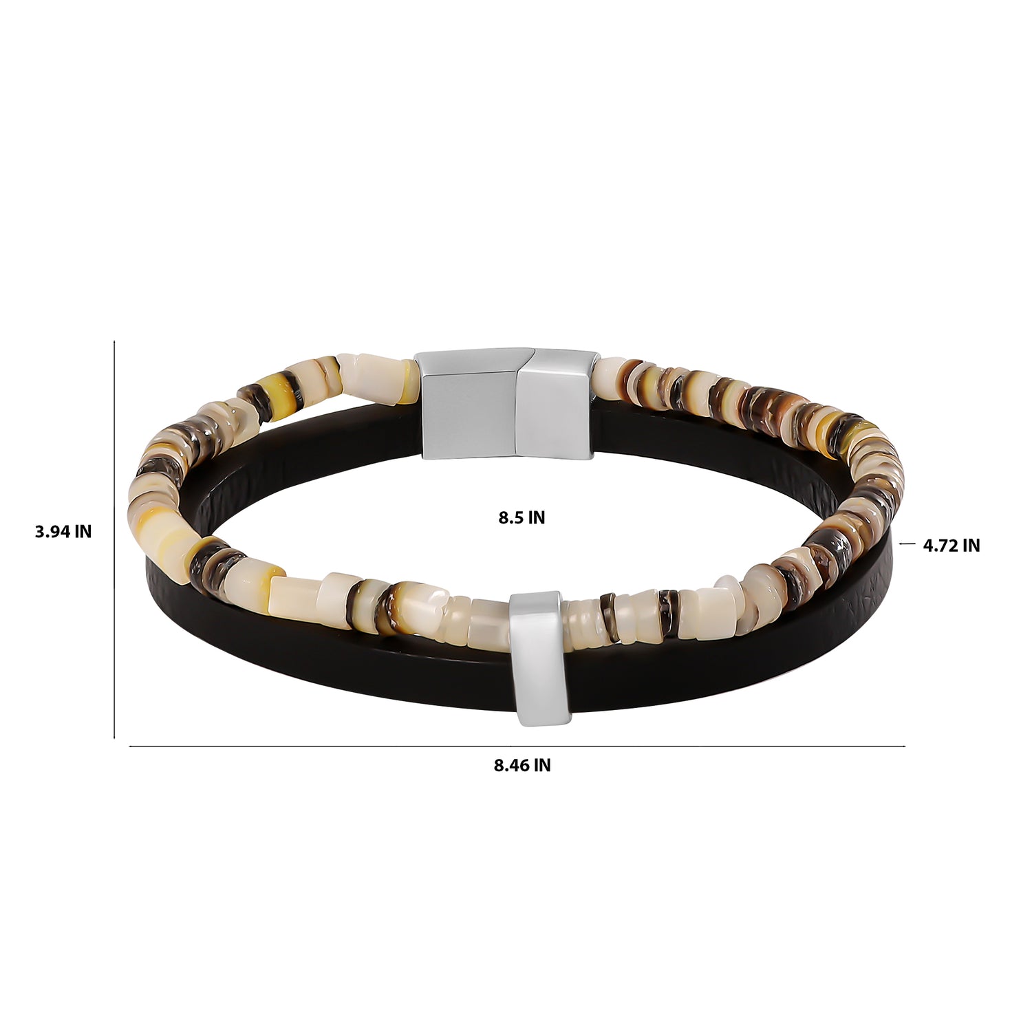 Lucky Brand Mens Layered Bracelet with Wood Beads and Strap