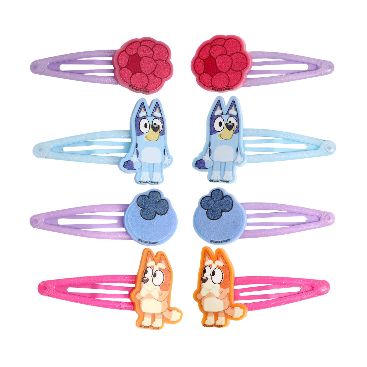 Bluey Hair Clips 8-Piece Set Official License, Snap Back Hair Clip, Bluey Accessories
