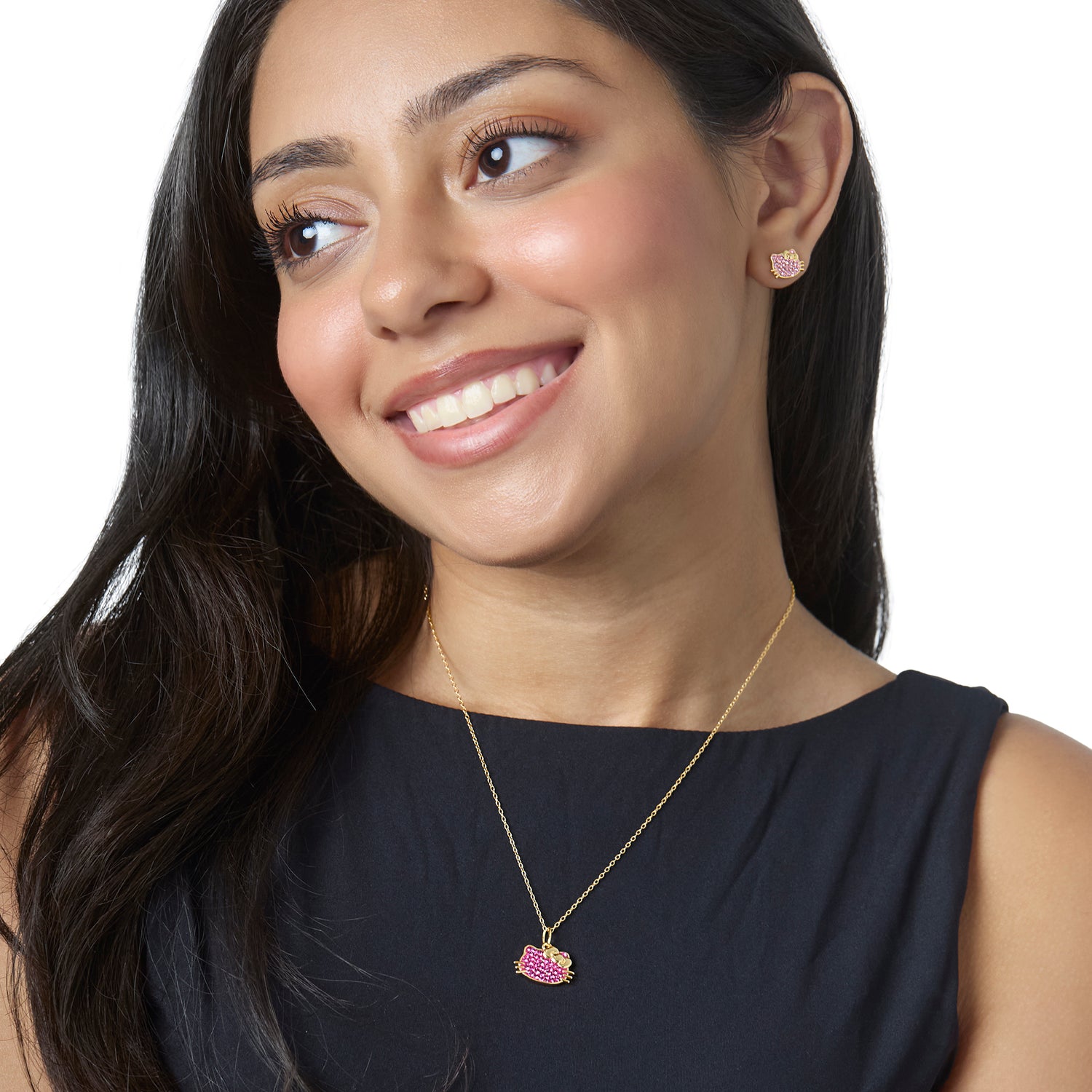 Hello Kitty Necklace for Women 18" Official License, 18K Gold Plated