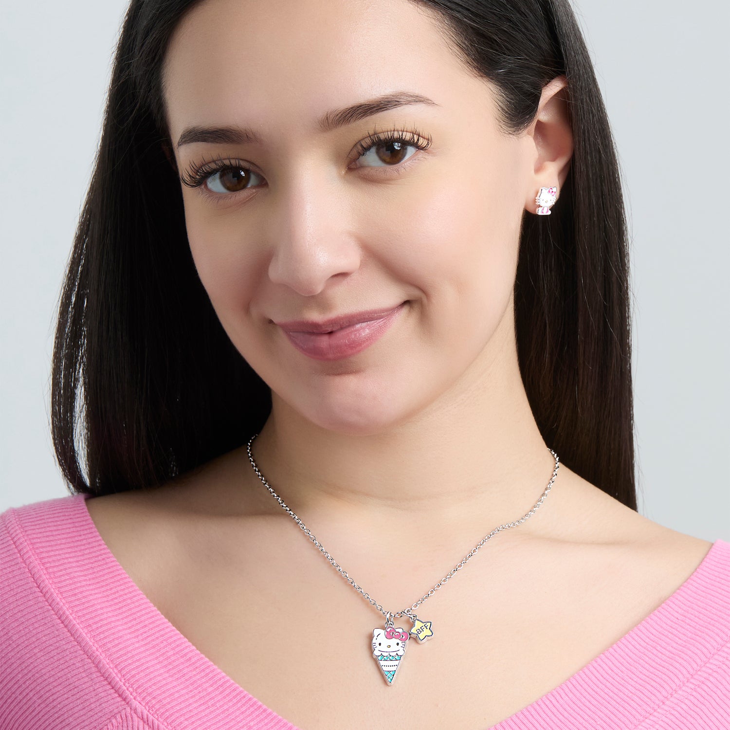 My Melody and Hello Kitty BFF Necklace for 2 Official License, Fashion Jewelry Best Friend Necklace Set, Sanrio Gifts