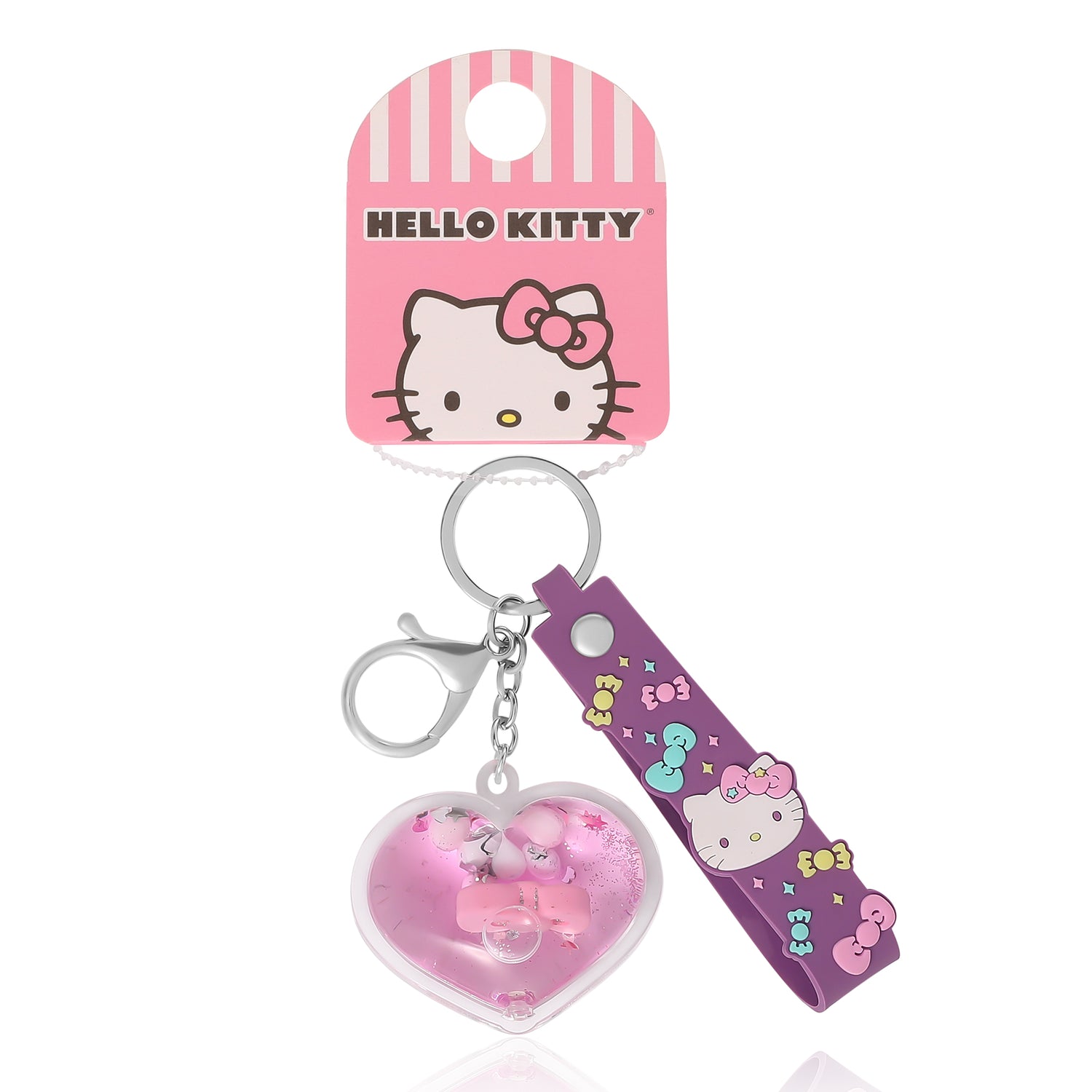 Hello Kitty Acrylic Liquid Heart Keychain, Bag Charm, Kawaii Keychain
