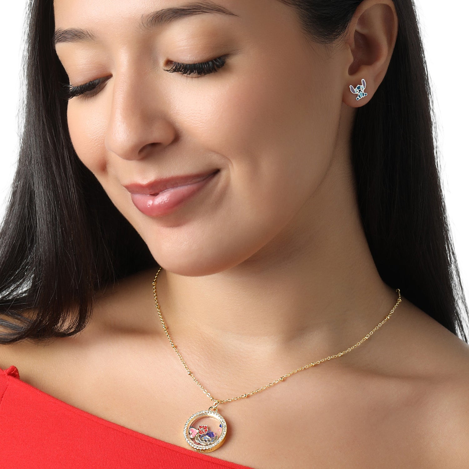Disney Stitch Necklace Official License, Shaker Pendant