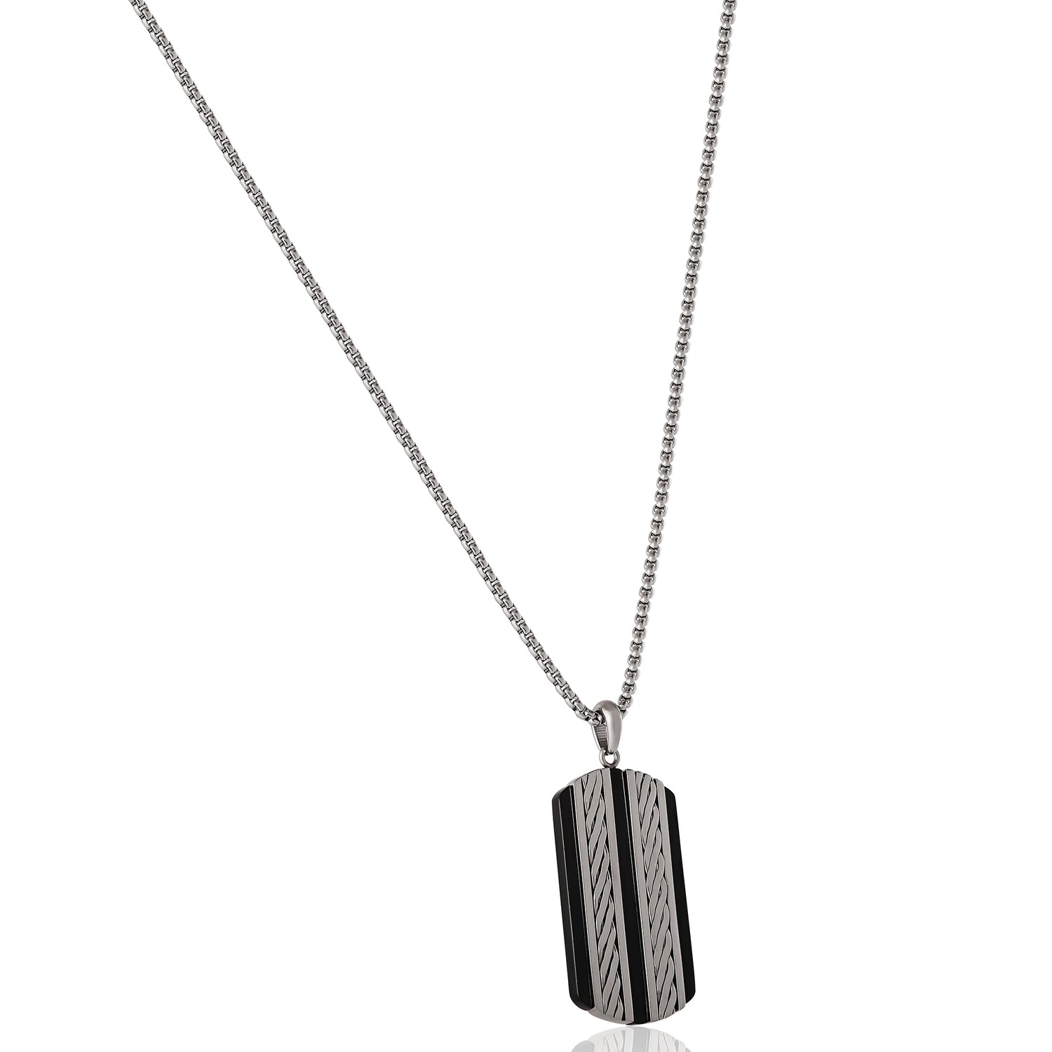 Lucky Brand Men's Pendant Necklace with Striped Dog Tag - 22'' Chain