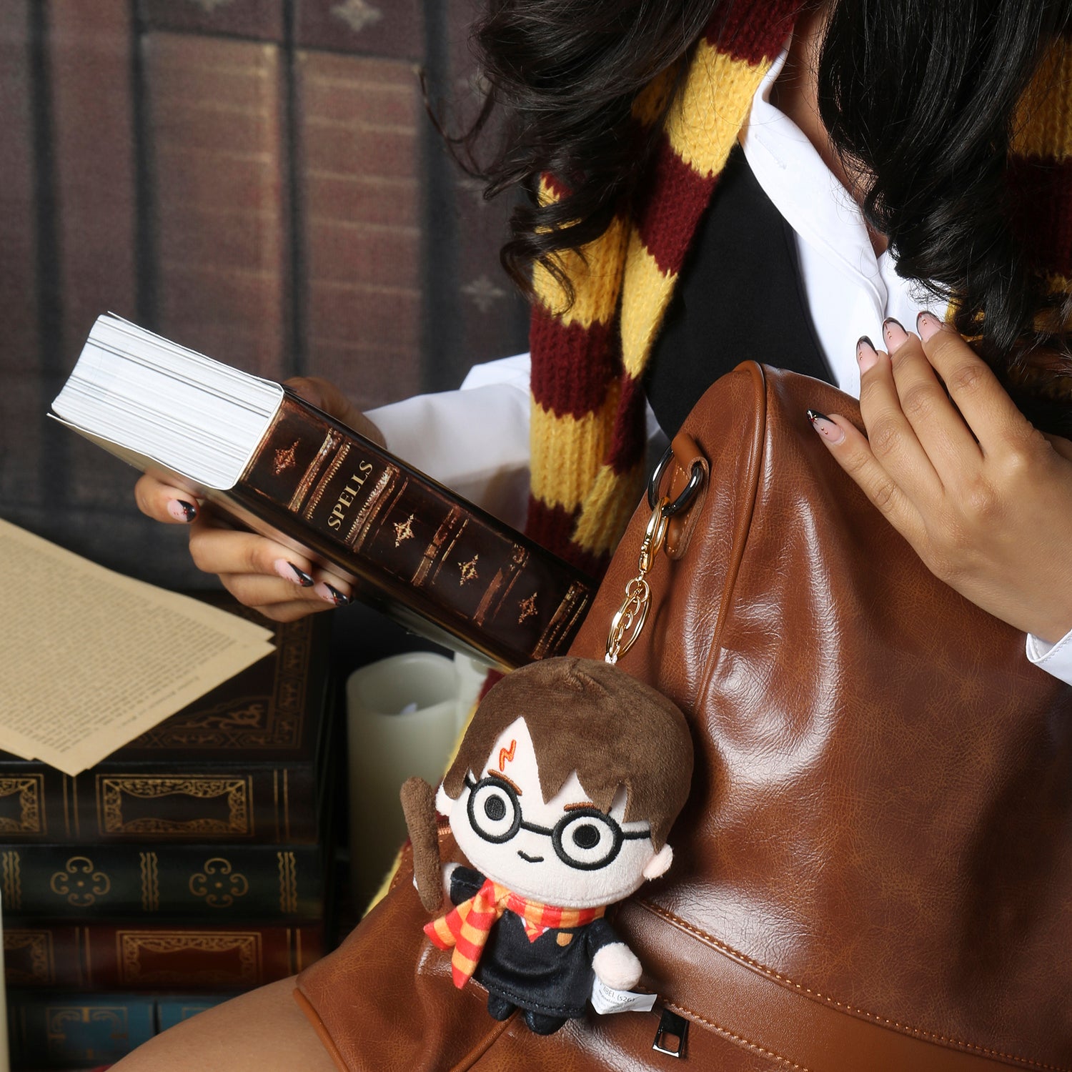 Harry Potter Plush Keychain Bag Charm Official License, Gold-Tone