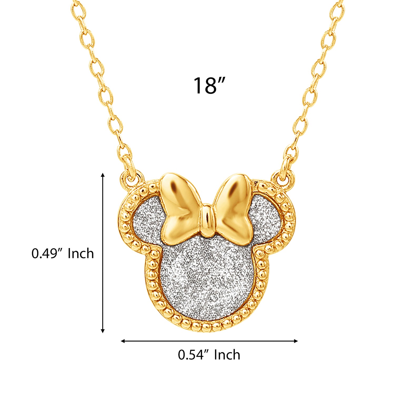 Minnie Mouse Necklace for Women, Glitter Paper Minnie Pendant