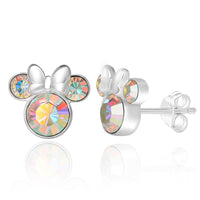 Disney Womens Minnie Mouse Aurora Boreal Crystal Stud Earrings, Sterling Silver Stud Earrings Official License