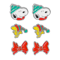 Peanuts Christmas Snoopy Earrings Set 3 Pairs Official License