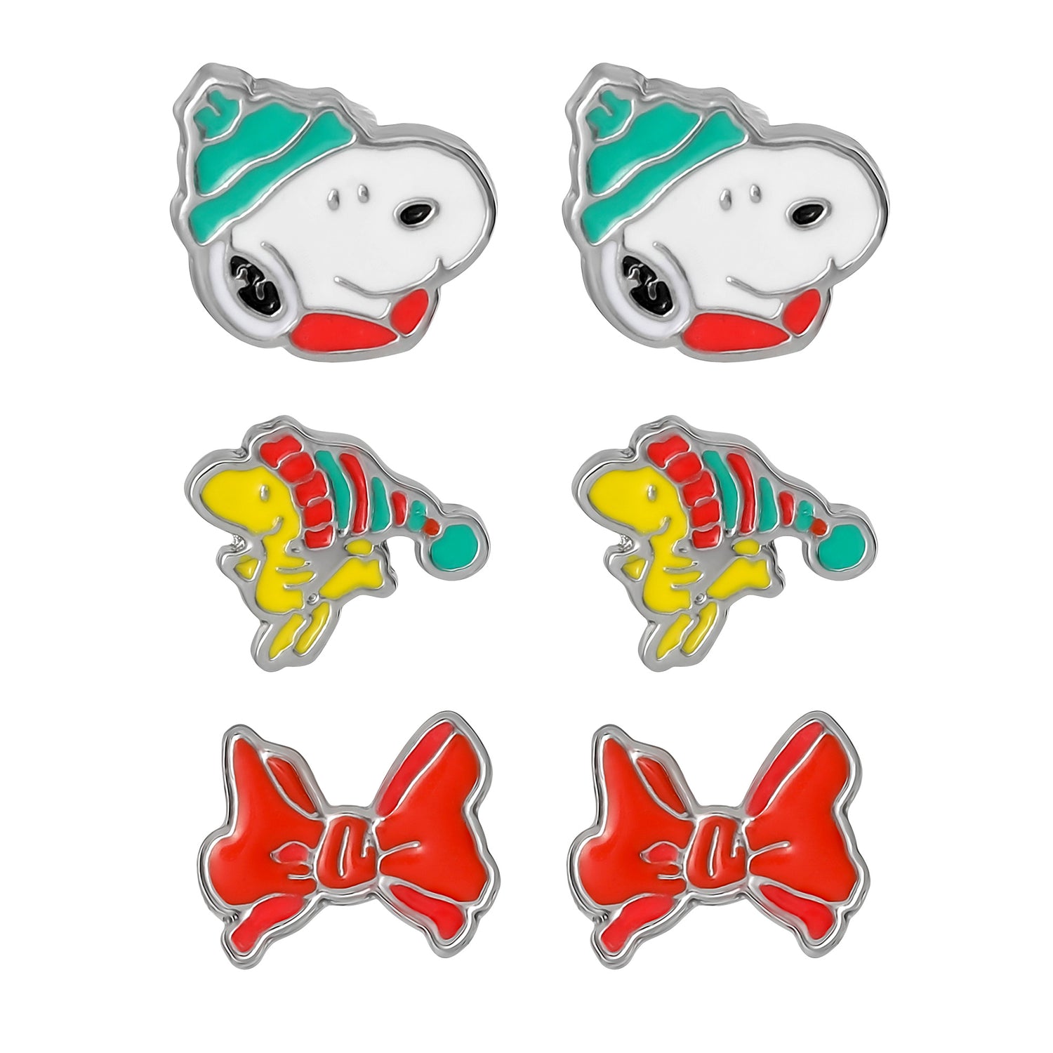 Peanuts Christmas Snoopy Earrings Set 3 Pairs Official License