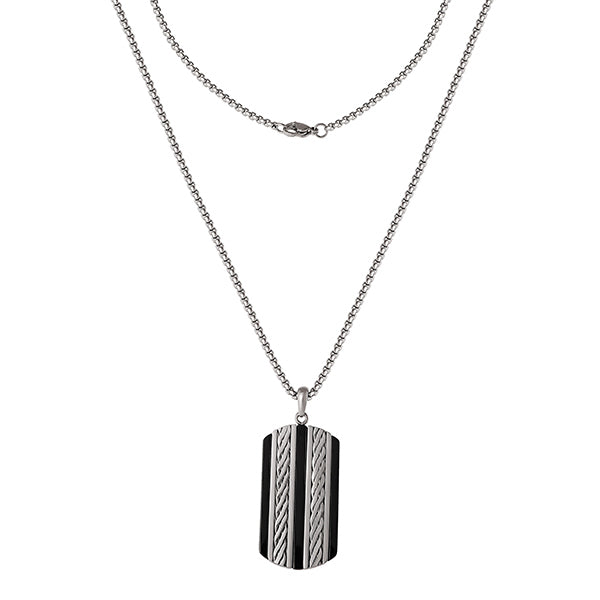 Lucky Brand Men's Pendant Necklace with Striped Dog Tag - 22'' Chain