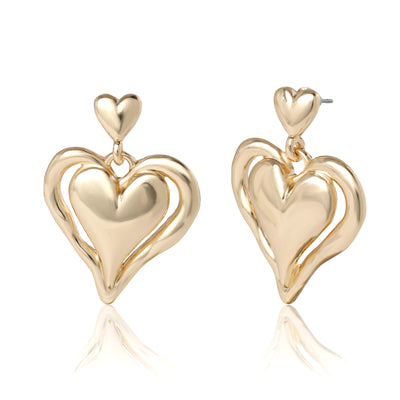 BCBGeneration Double Heart Drop Earrings