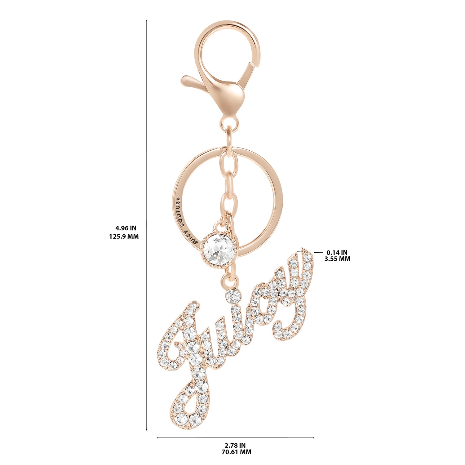 Juicy Couture Bling Keychain with Juicy Logo, Rhinestone Keychain for Women
