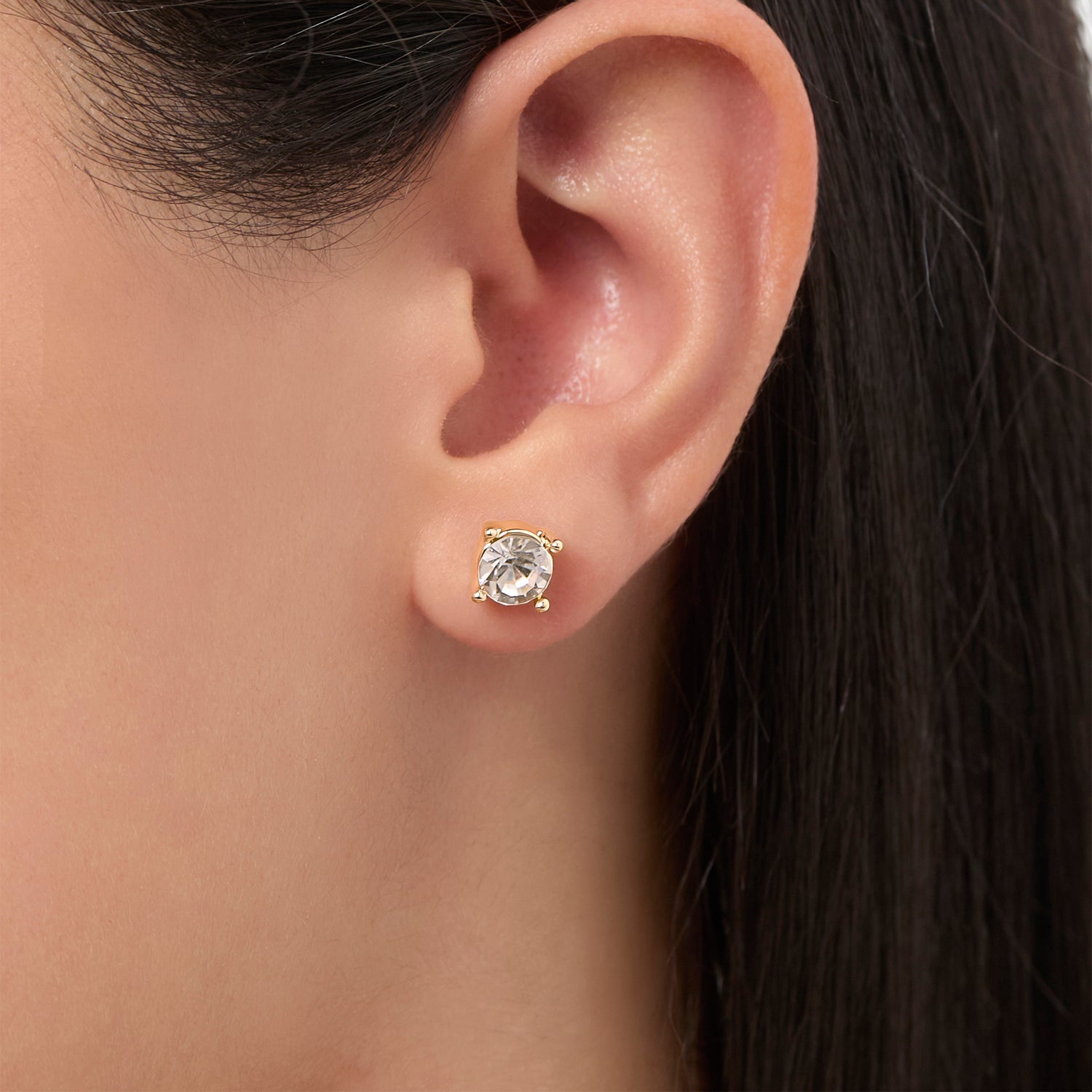 Disney Mickey & Minnie Santa Necklace & Stud Earrings Set, Gold‑Tone