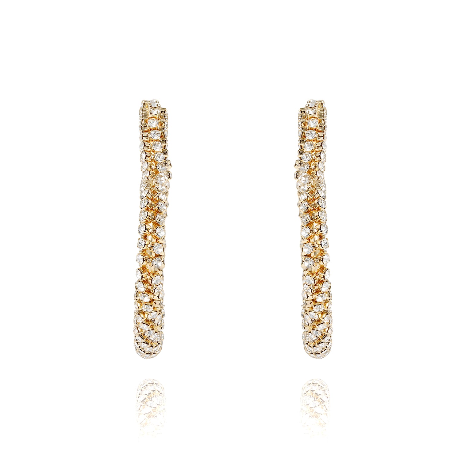 BCBGeneration Crystal Heart Hoop Earrings