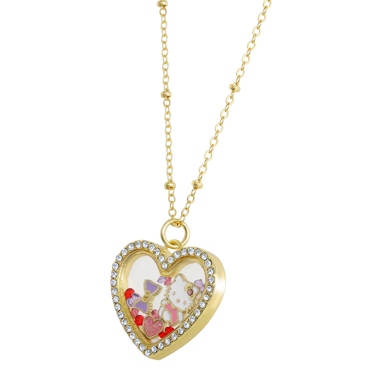 Sanrio Hello Kitty Necklace Official License, Shaker Heart Pendant