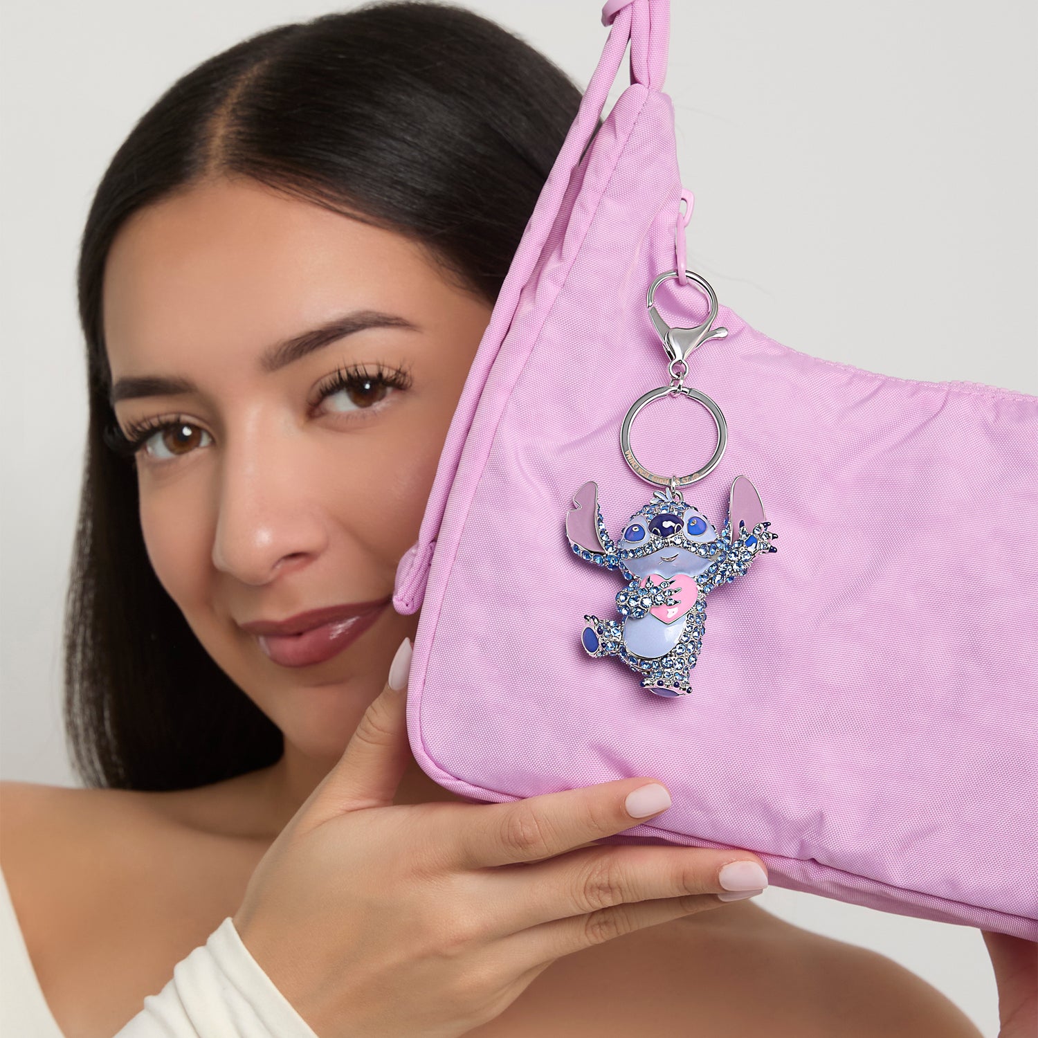 Disney Stitch Crystal Pavé Bag Charm Keychain – Officially Licensed