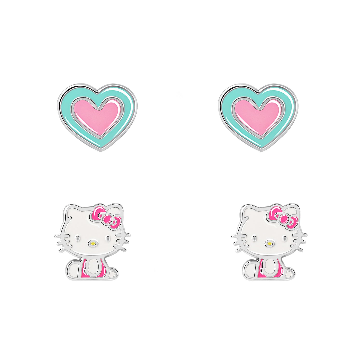 Hello Kitty Stud Earrings Set for Women, 2 Pairs, Sanrio Studs