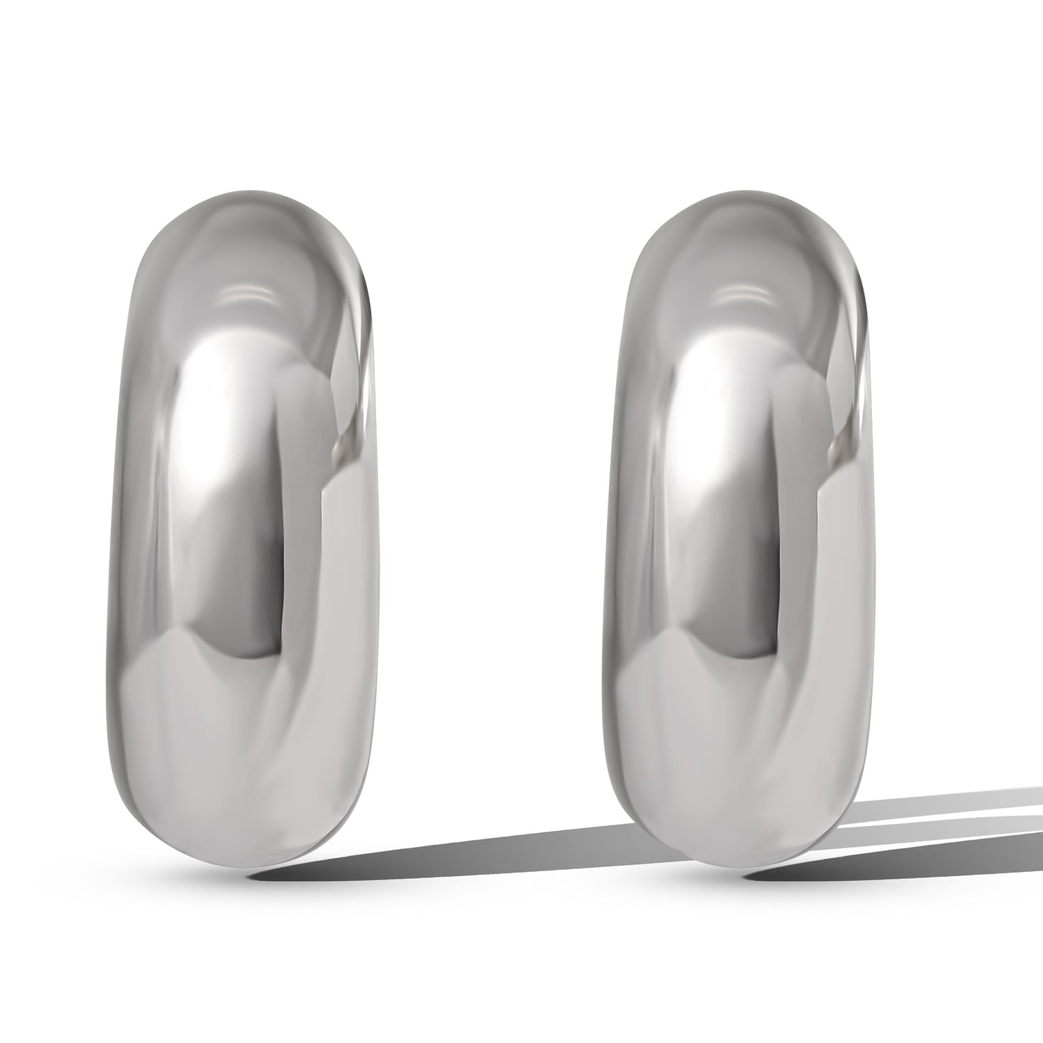 JS Jessica Simpson Chunky Hoop Earrings in Silver Tone Finish
