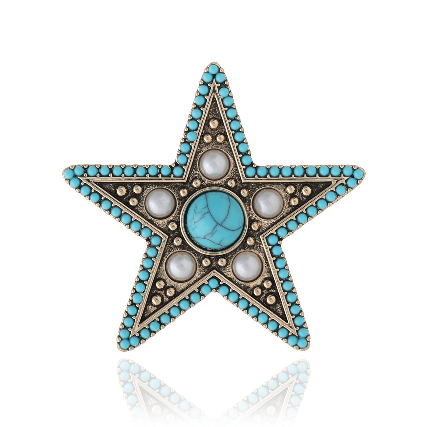 Jessica Simpson Turquoise Star Pin with Crystal Accents