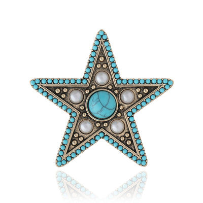 Jessica Simpson Turquoise Star Pin with Crystal Accents