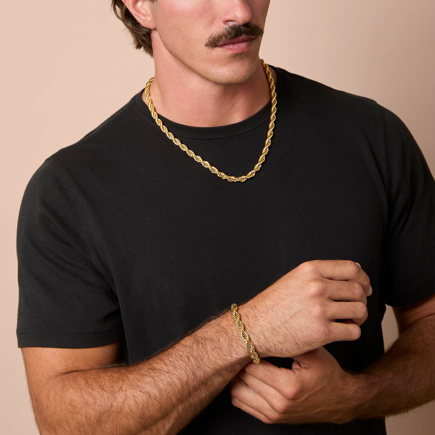 Lucky Brand Mens Gold-Tone Rope Chain Necklace - 22'' Chain