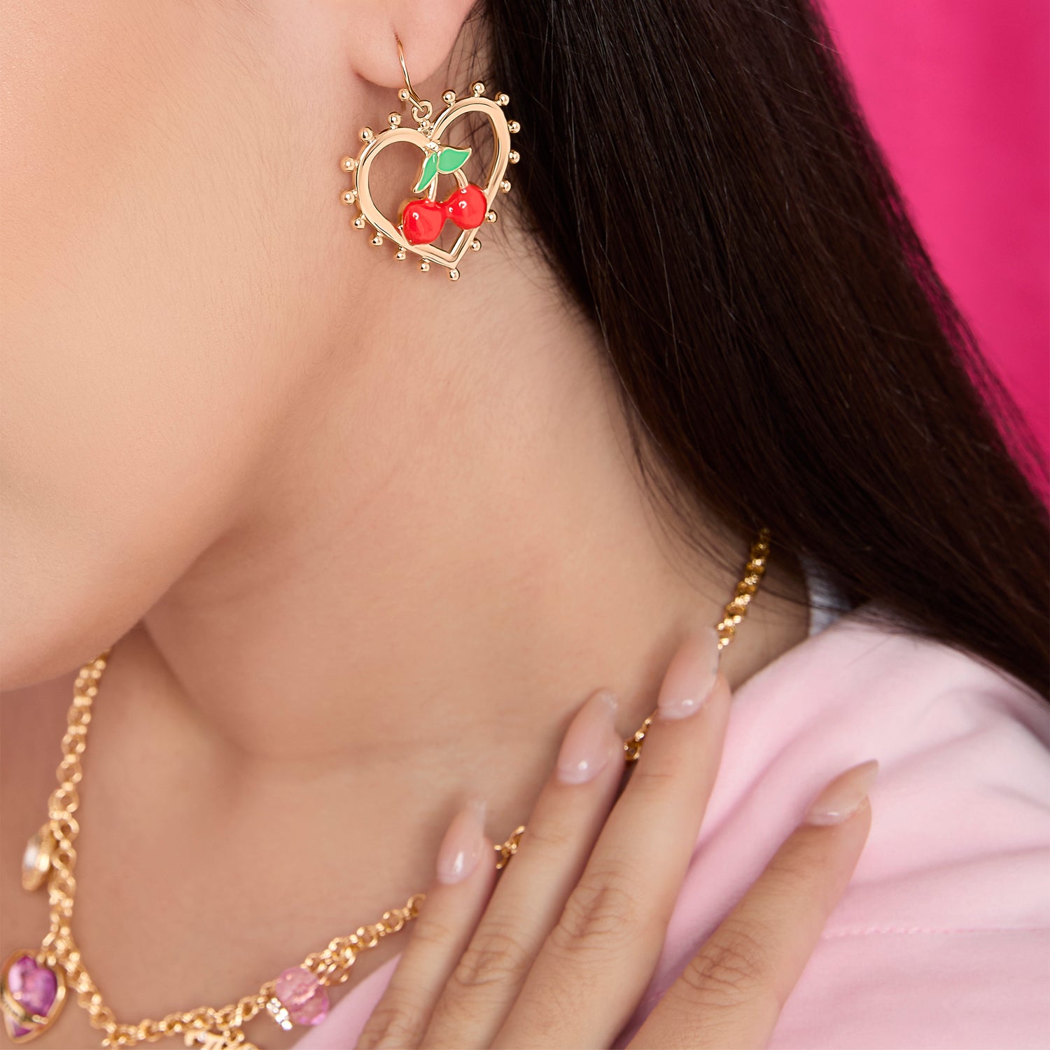 Juicy Couture Cherry Heart Drop Earrings