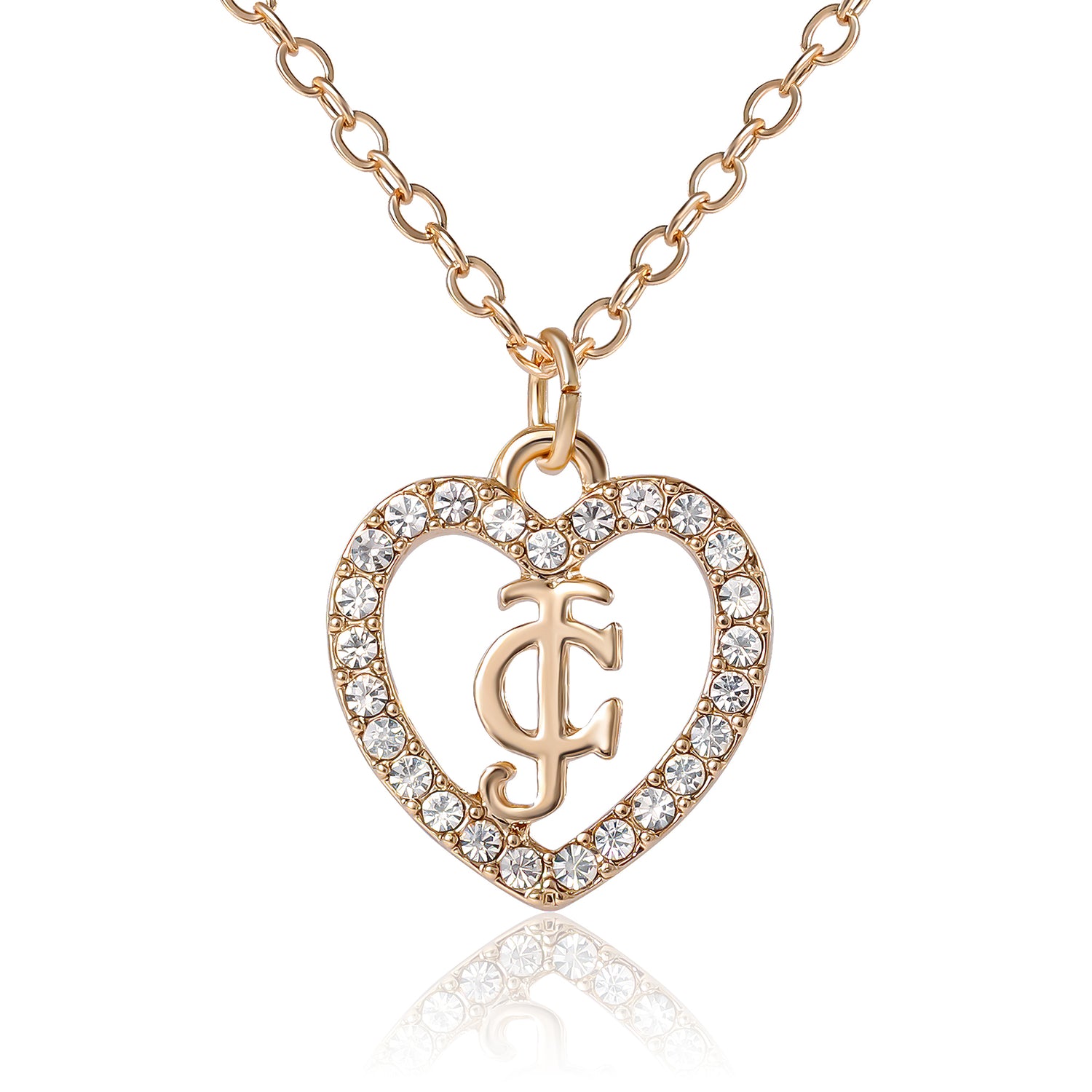 Juicy Couture Gold-Tone Pavé Heart Necklace & Stud Earrings Set