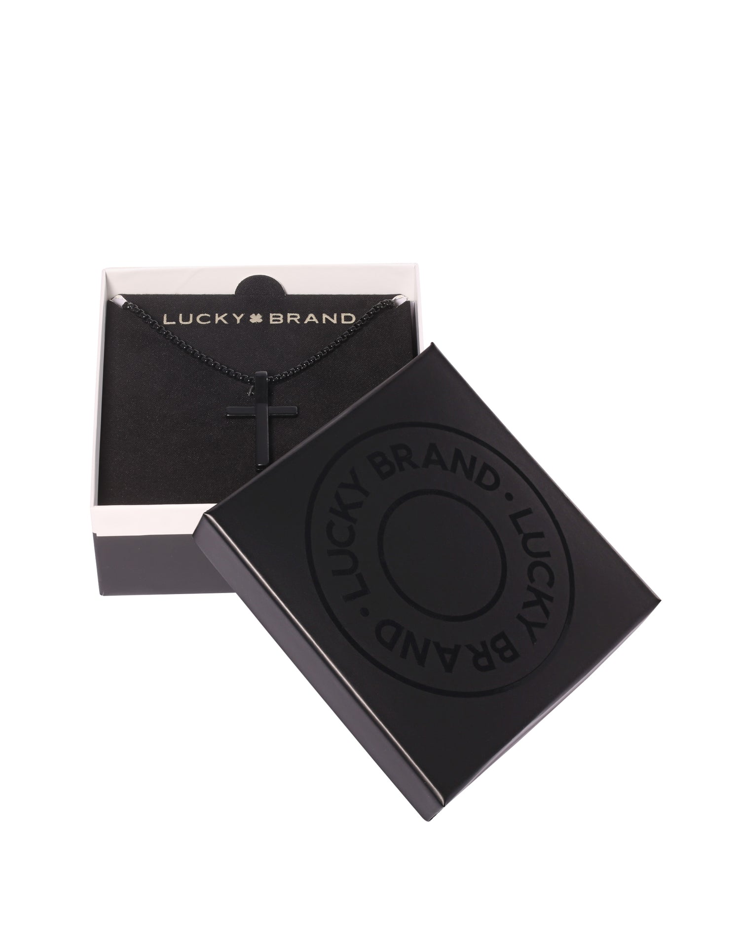 Lucky Brand Stainless Steel Cross Necklace for Men 22", Two-Tone Pendant Necklace, Cross Jewelry