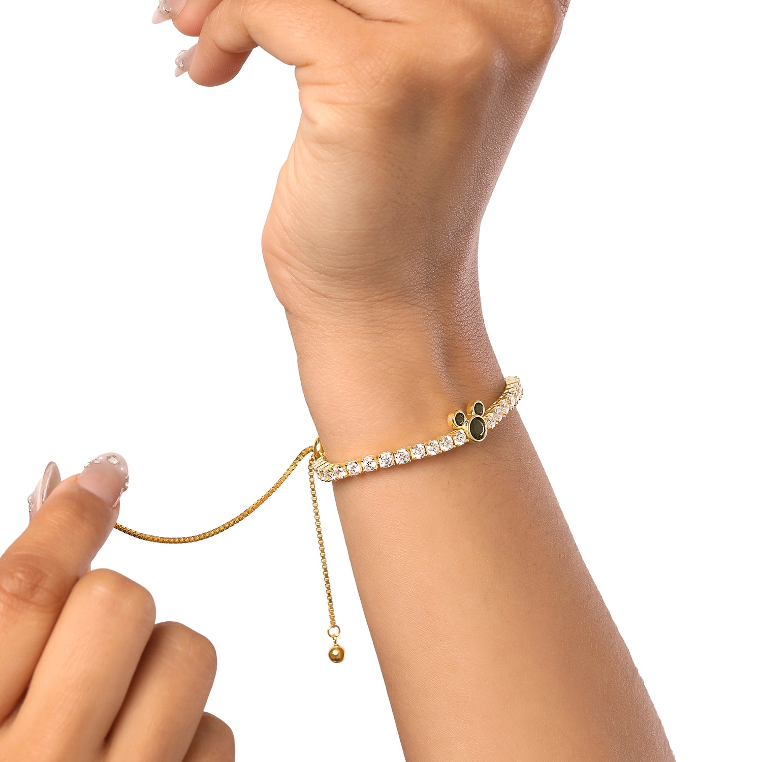 Disney Mickey Mouse Tennis Bracelet Official License, Flash Plated and Cubic Zirconia Bracelet