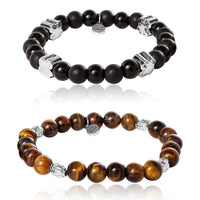 Lucky Brand Stretch Stone Bracelet Set – Black Onyx & Tiger’s Eye