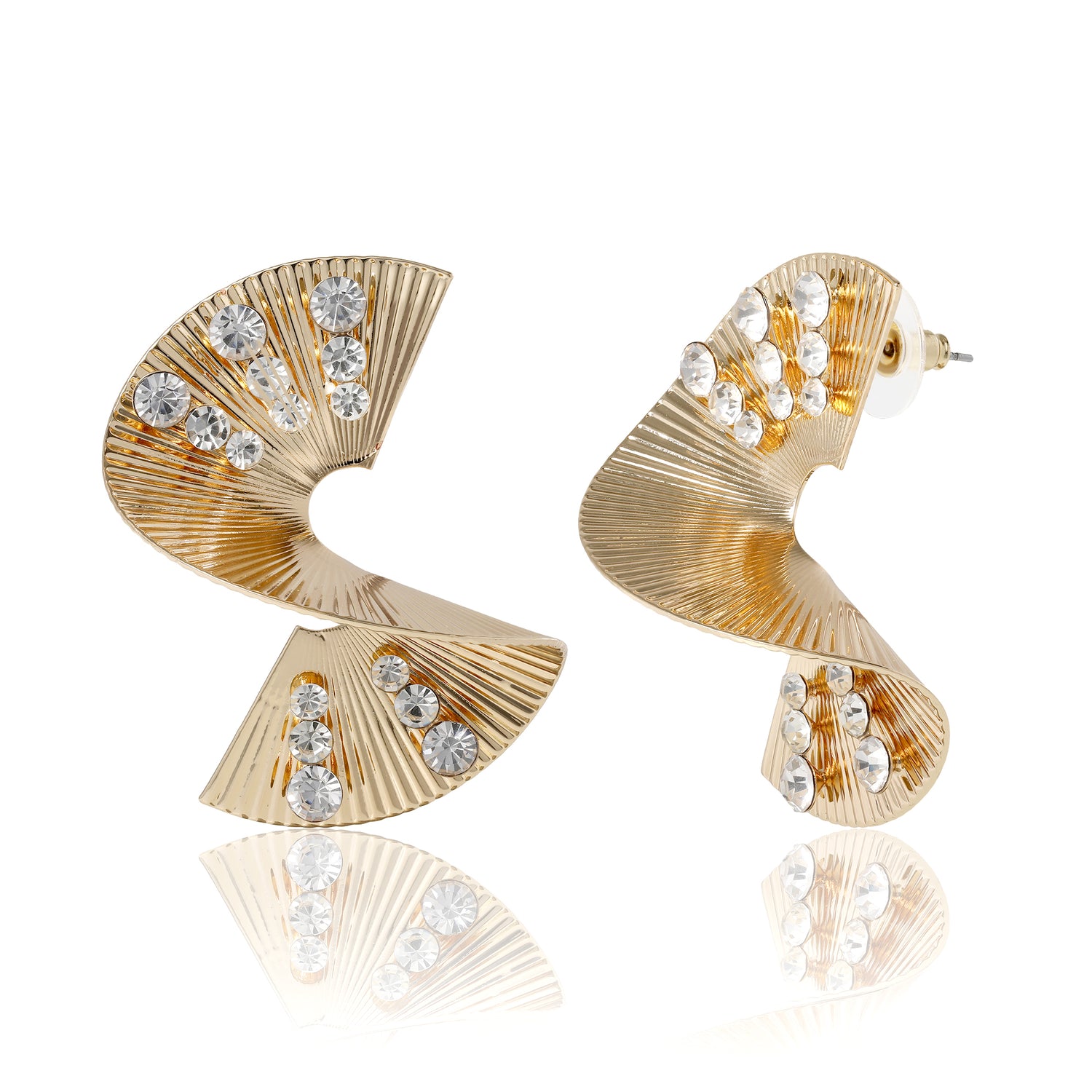 BCBGeneration Sculpted Fan Crystal Earrings