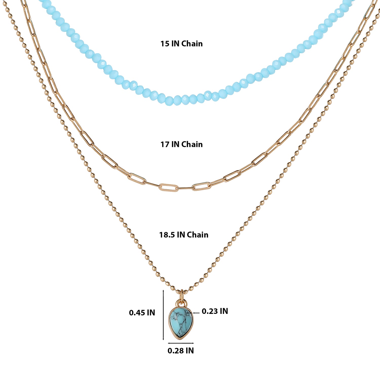 Jessica Simpson Layered Turquoise Bead & Heart Pendant Necklace