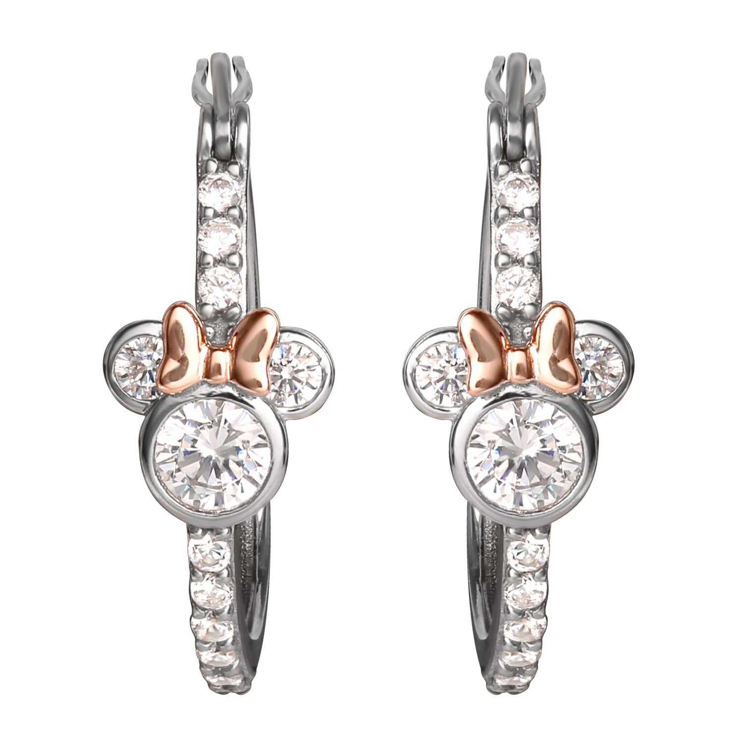 Disney Minnie Mouse Earrings, Two-Tone Sterling Silver Hoop Earrings