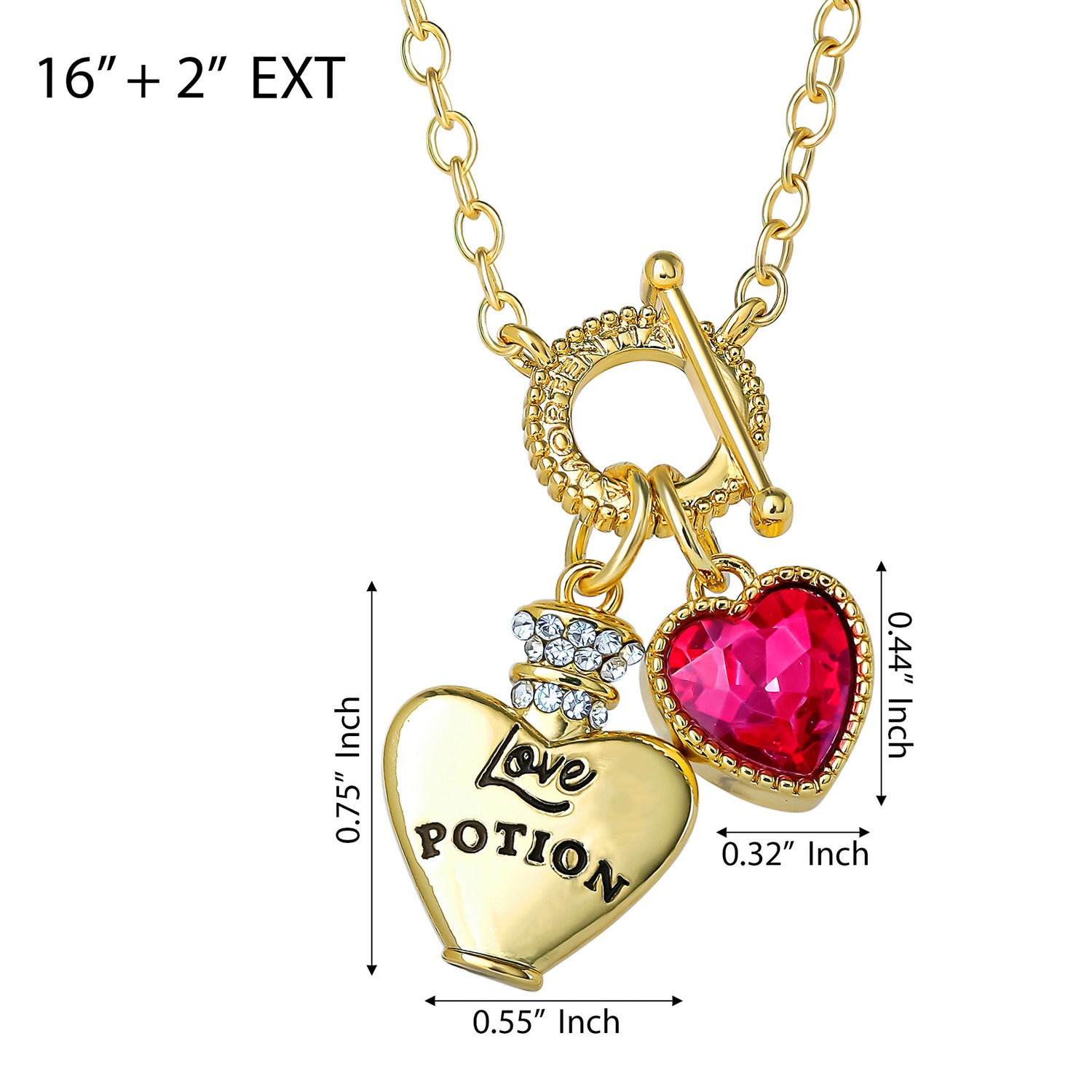 Harry Potter Necklace for Women, Love Potion and Crystal Heart Charms