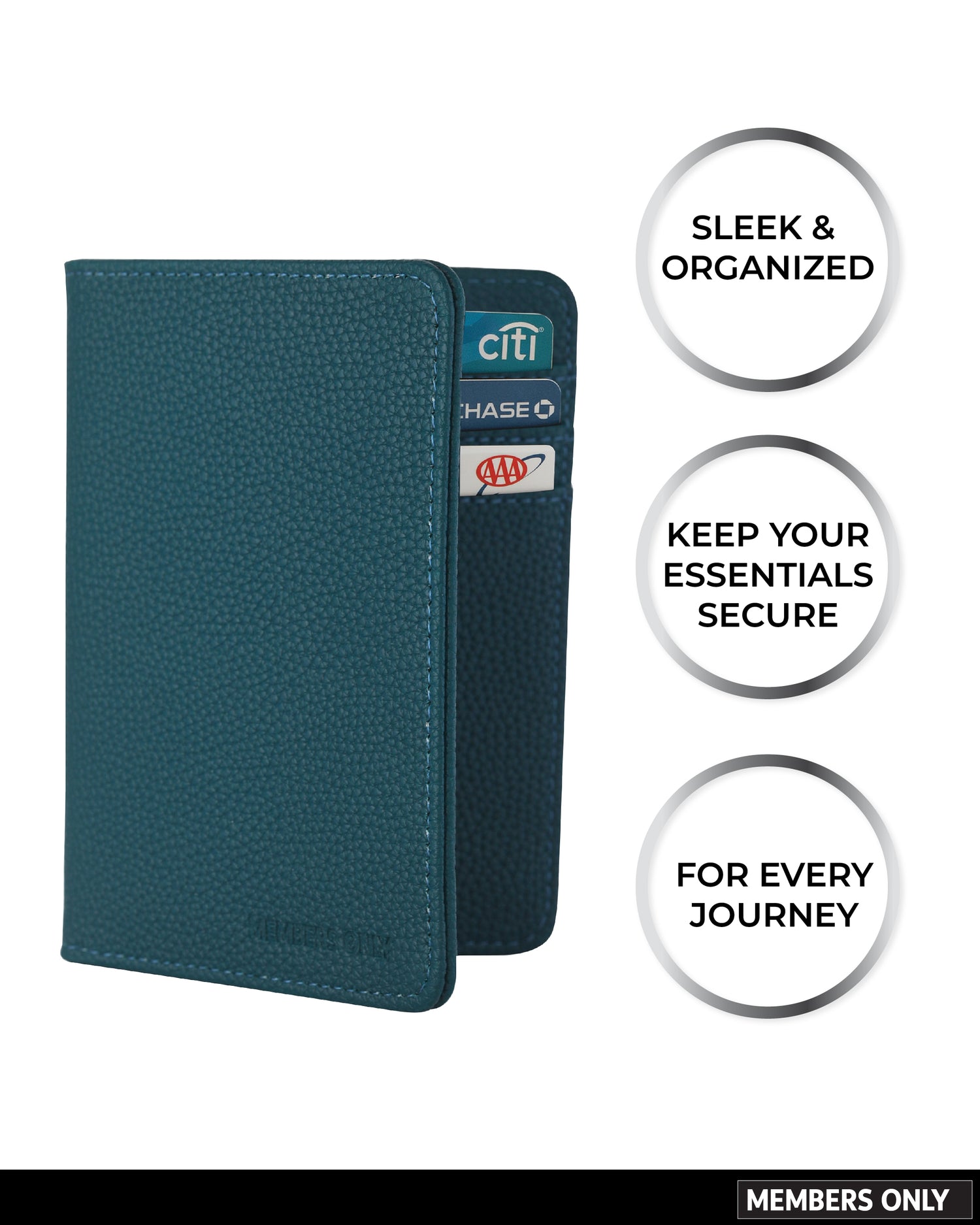 MEMBERS ONLY RFID BLUE DEBOSSED PASSPORT HOLDER