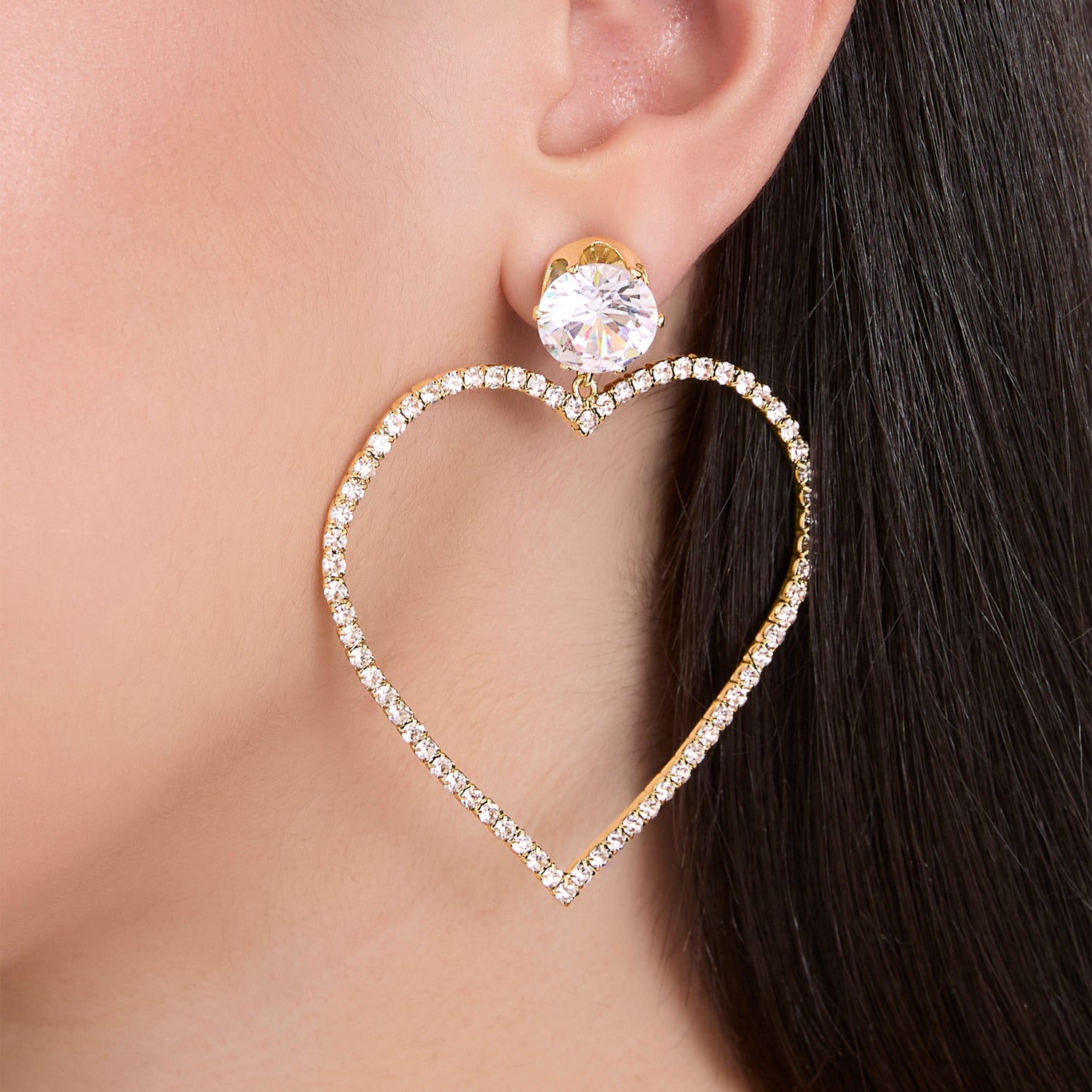 Jessica Simpson Crystal Heart Drop Earrings