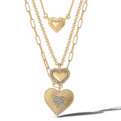 Jessica Simpson Triple Layered Gold-Tone Heart Pendant Necklace
