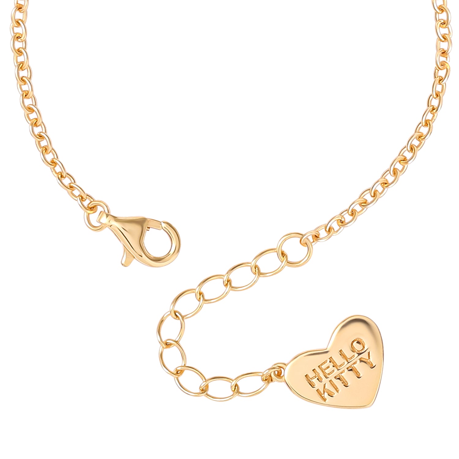 Hello Kitty Station Bracelet 7.25"+1", Two-Tone Plated Sterling Silver with Created Sapphire Charms, Official License