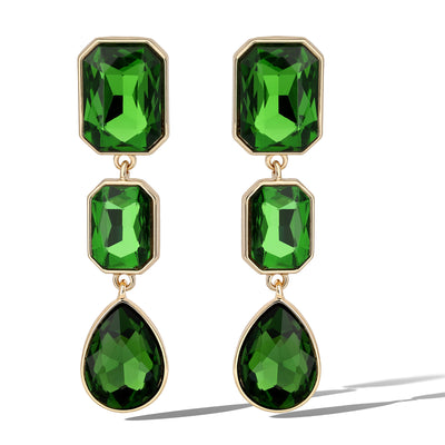 Jessica Simpson Green Crystal Drop Earrings