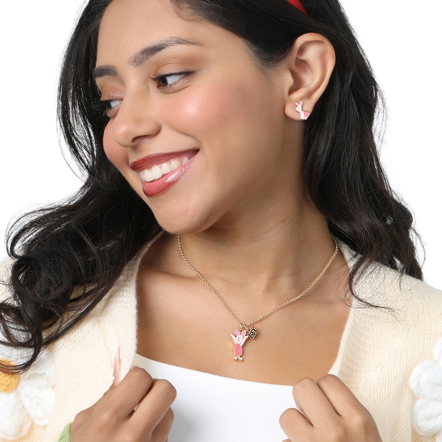 Winnie the Pooh Earrings Pack of 4 Official License, Gold Tone and Enamel