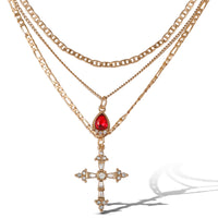 JS Jessica Simpson Layered Cross Gem Necklace